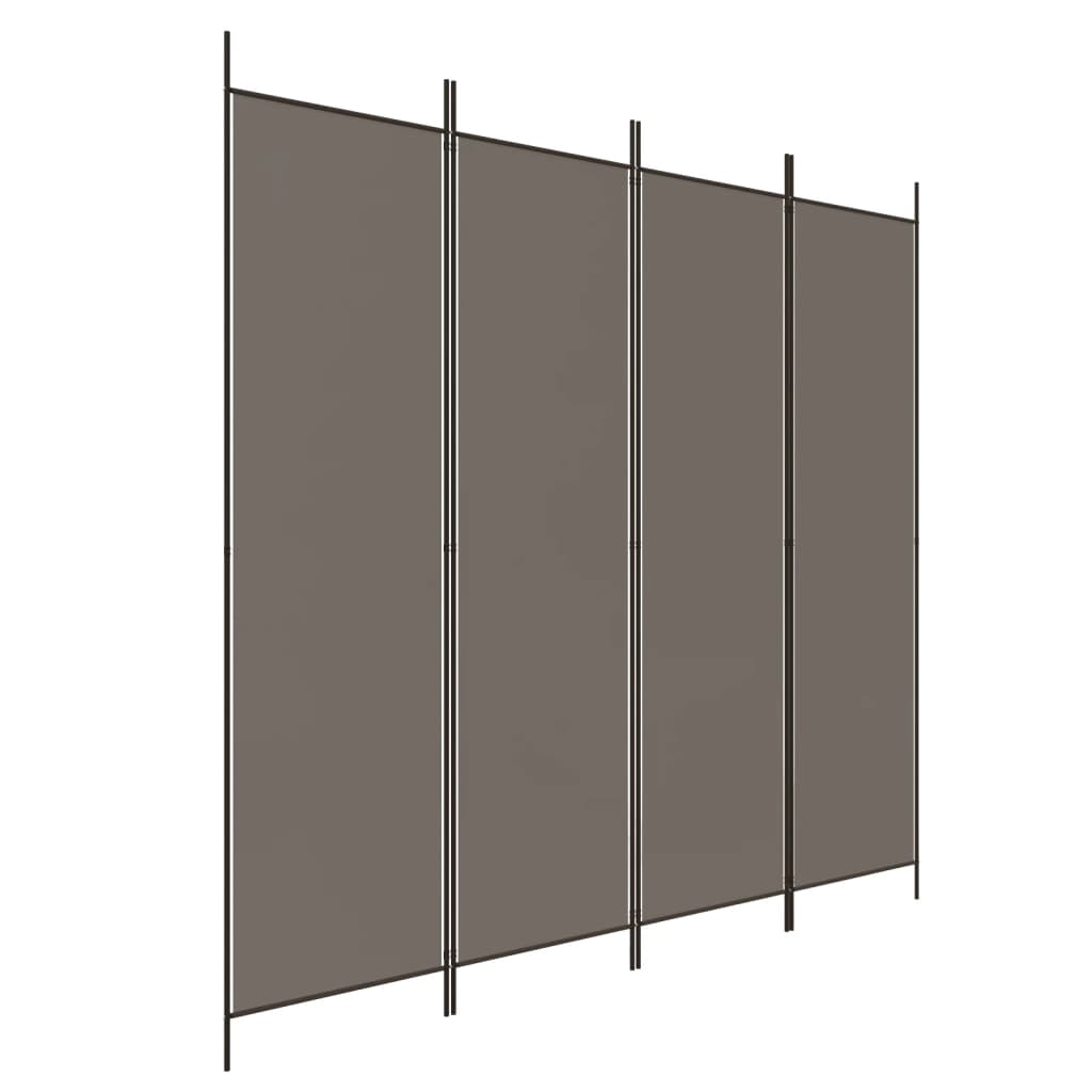 Anthracite Fabric 4-Panel Room Divider, 200x200 cm