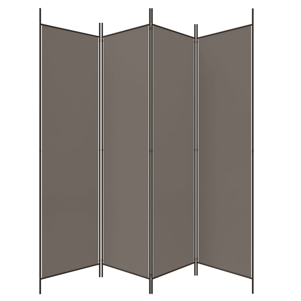 Anthracite Fabric 4-Panel Room Divider, 200x200 cm