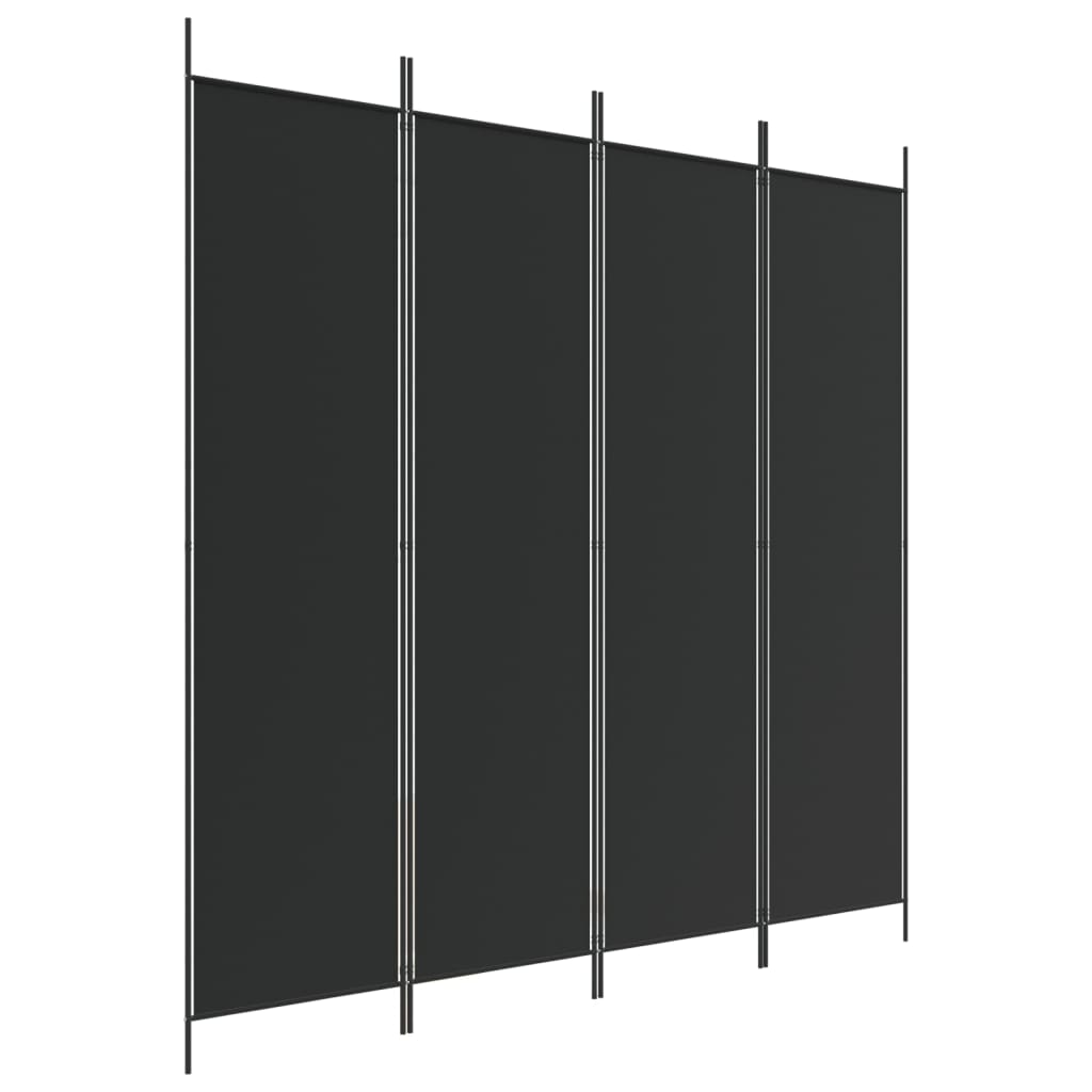 4-Panel Black Fabric Room Divider 200x200 cm: Stylish Privacy Solution