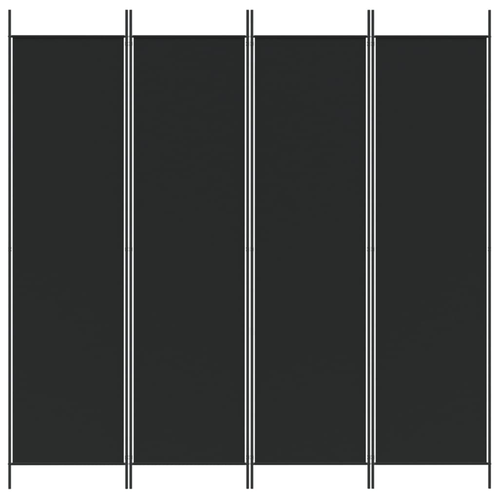 4-Panel Black Fabric Room Divider 200x200 cm: Stylish Privacy Solution