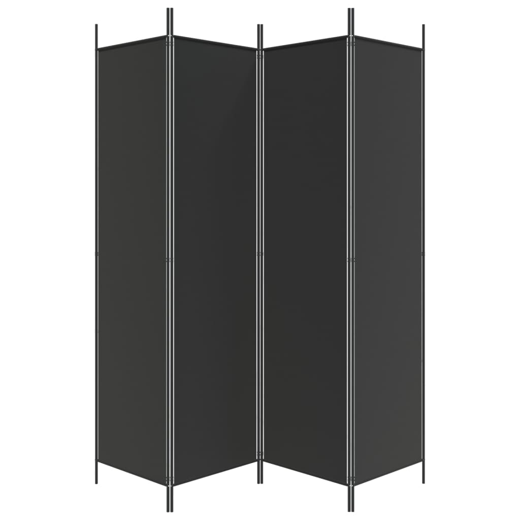 4-Panel Black Fabric Room Divider 200x200 cm: Stylish Privacy Solution
