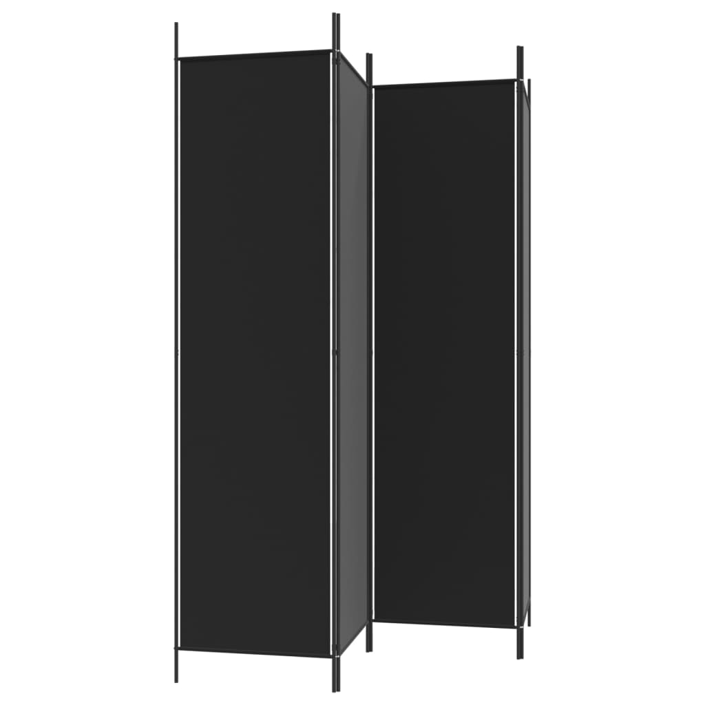 4-Panel Black Fabric Room Divider 200x200 cm: Stylish Privacy Solution