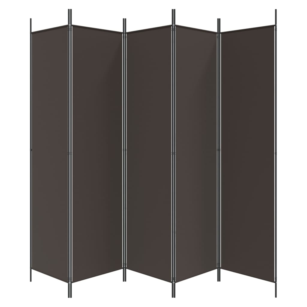 Brown 5-Panel Room Divider, 250x200 cm, Fabric Privacy Screen