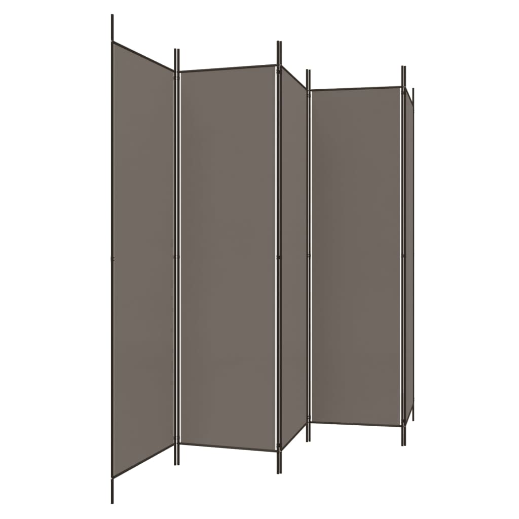 Anthracite Fabric 5-Panel Room Divider, 250x200 cm
