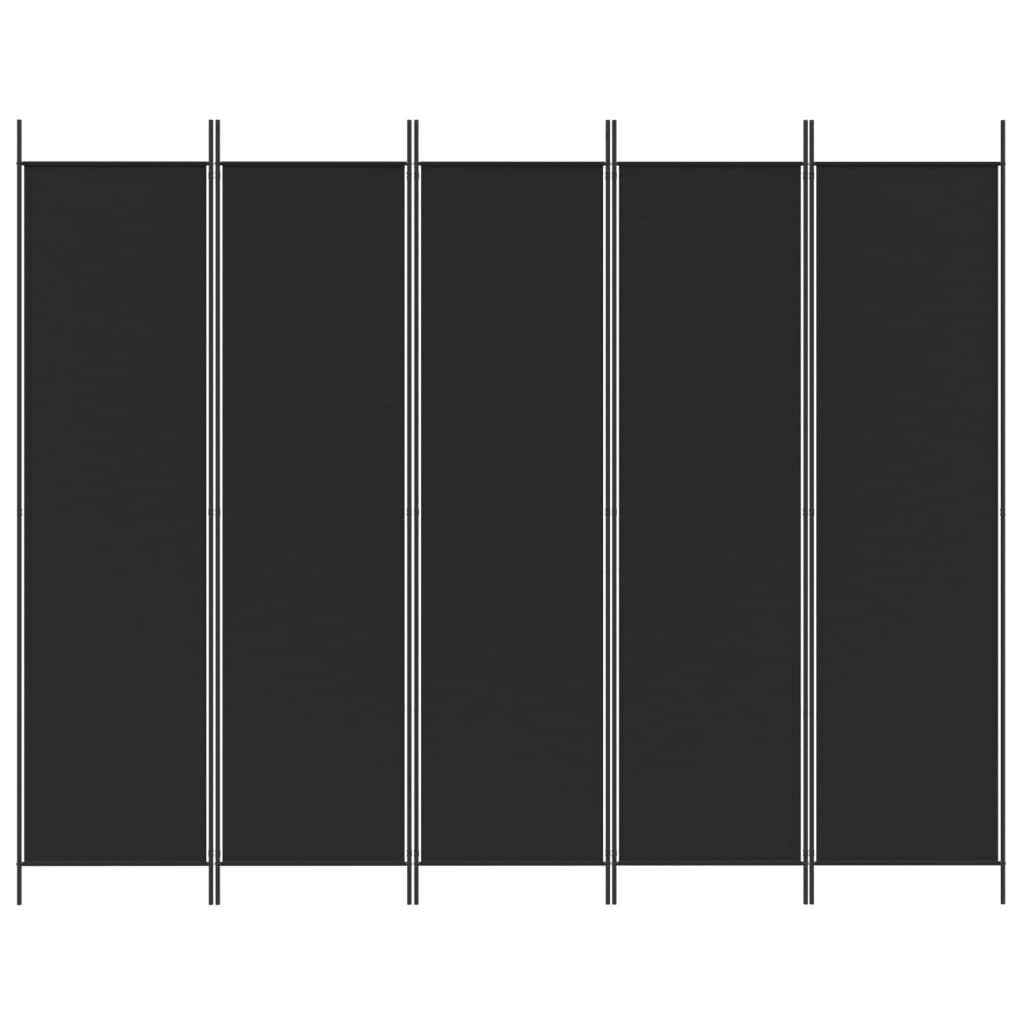 Elegant Black Fabric 5-Panel Room Divider - 250x200 cm
