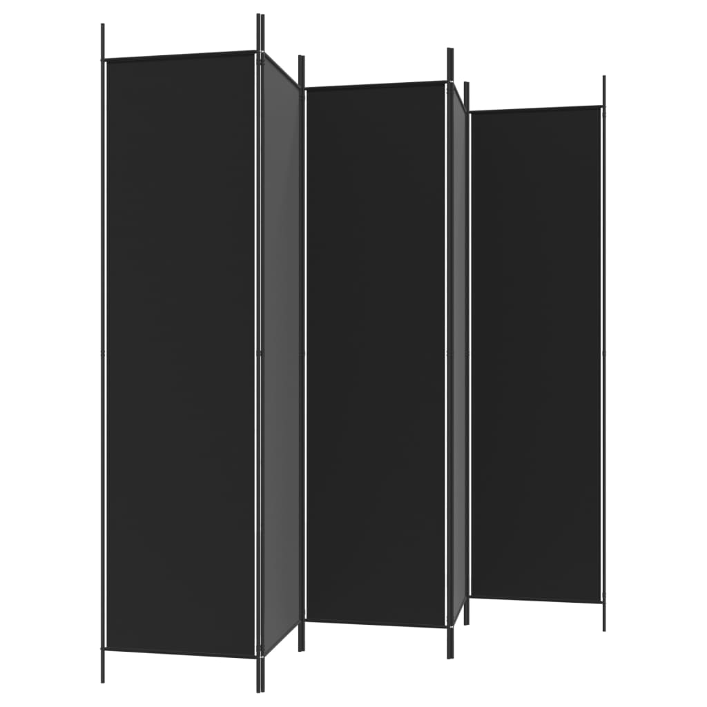 Elegant Black Fabric 5-Panel Room Divider - 250x200 cm