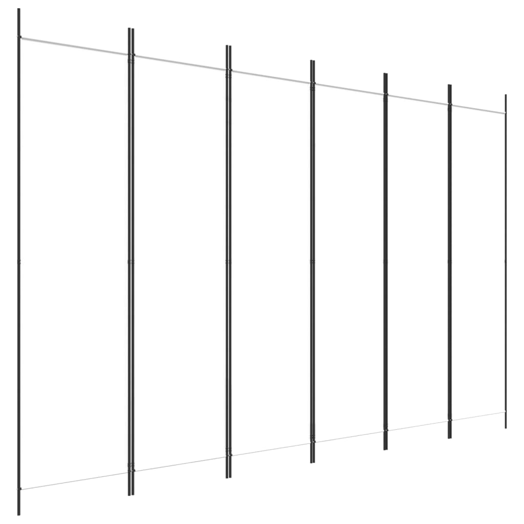 White Fabric 6-Panel Room Divider - 300x200 cm