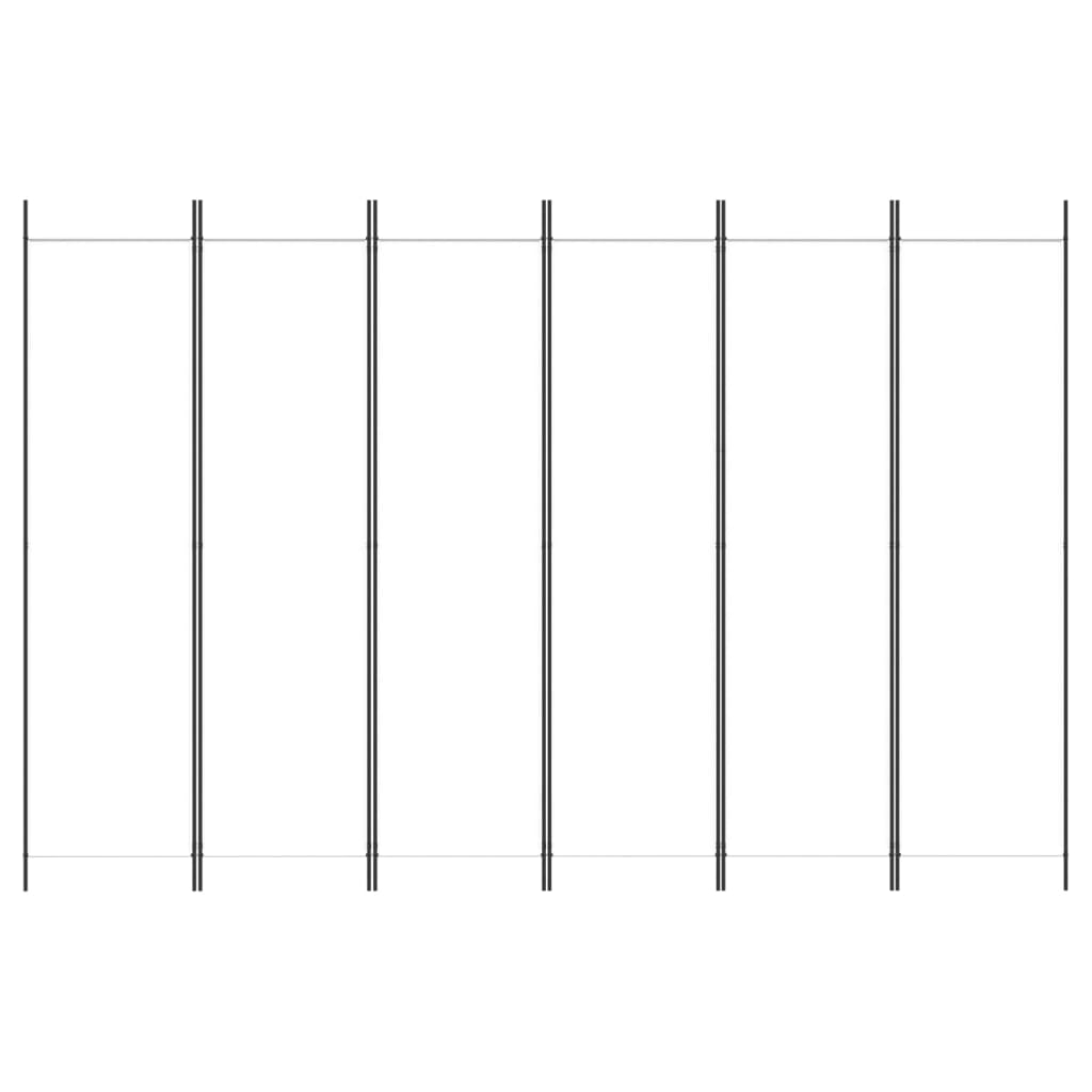 White Fabric 6-Panel Room Divider - 300x200 cm