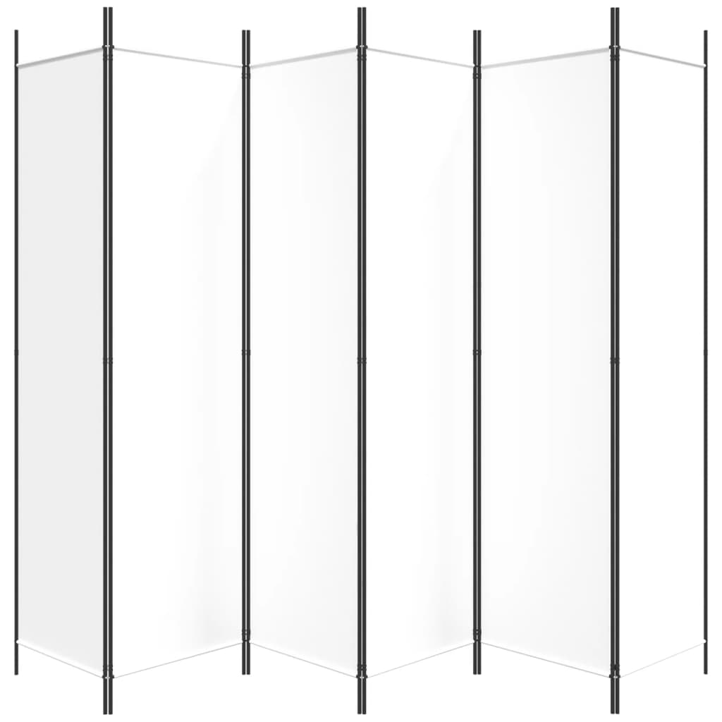 White Fabric 6-Panel Room Divider - 300x200 cm
