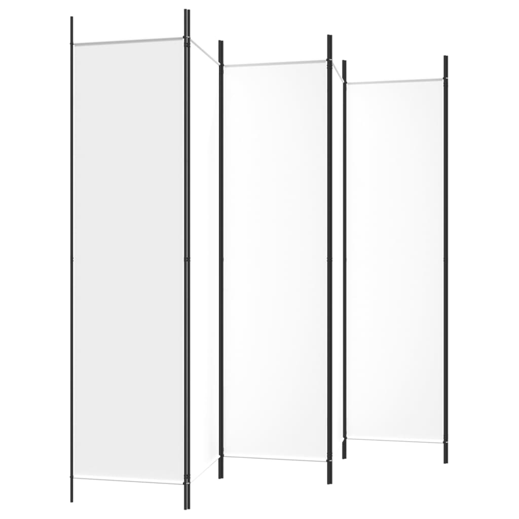 White Fabric 6-Panel Room Divider - 300x200 cm