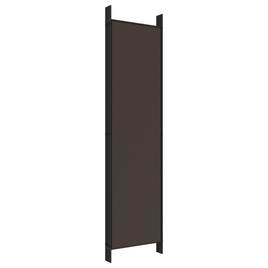 Brown Fabric 6-Panel Room Divider, 300x200 cm