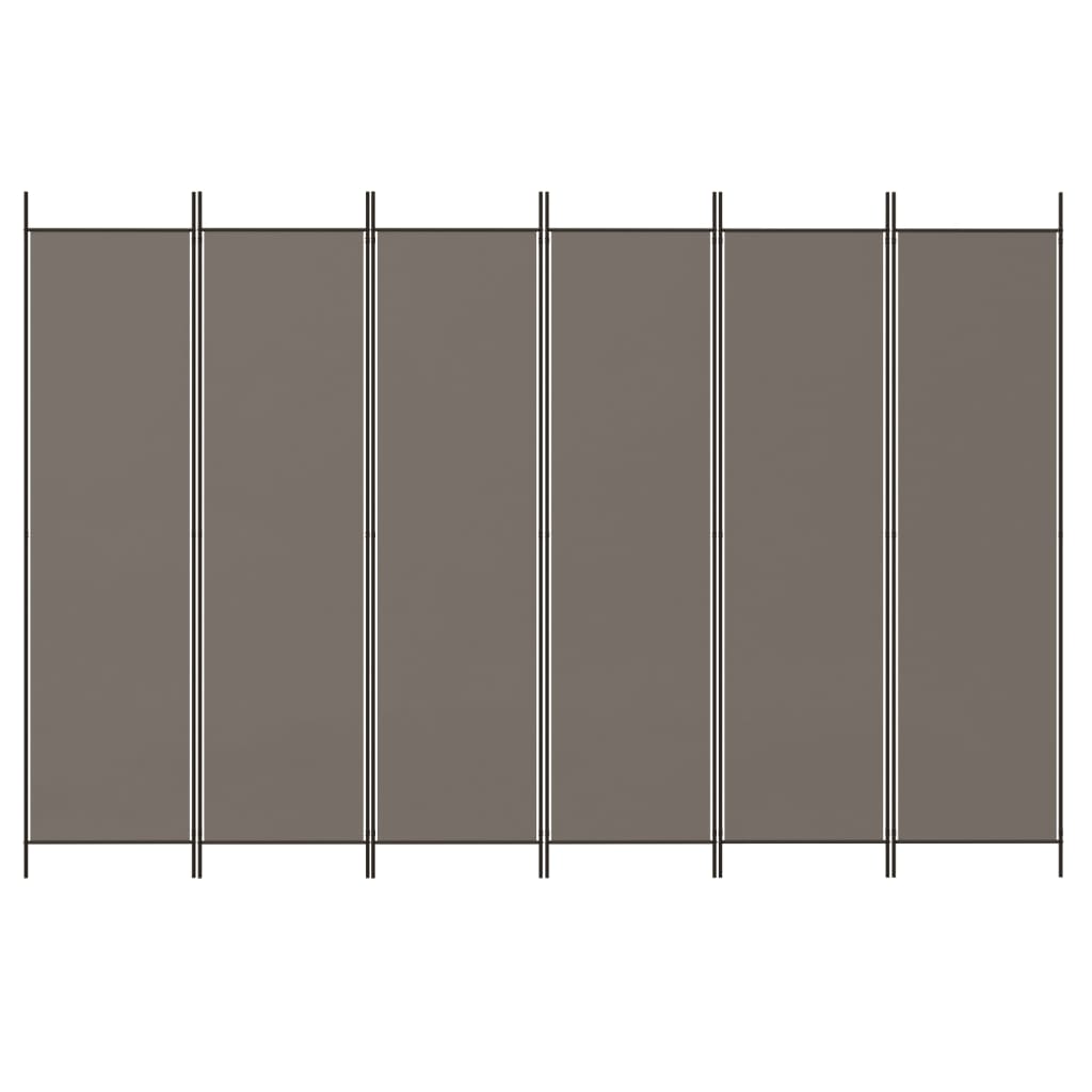 Anthracite Fabric 6-Panel Room Divider, 300x200 cm