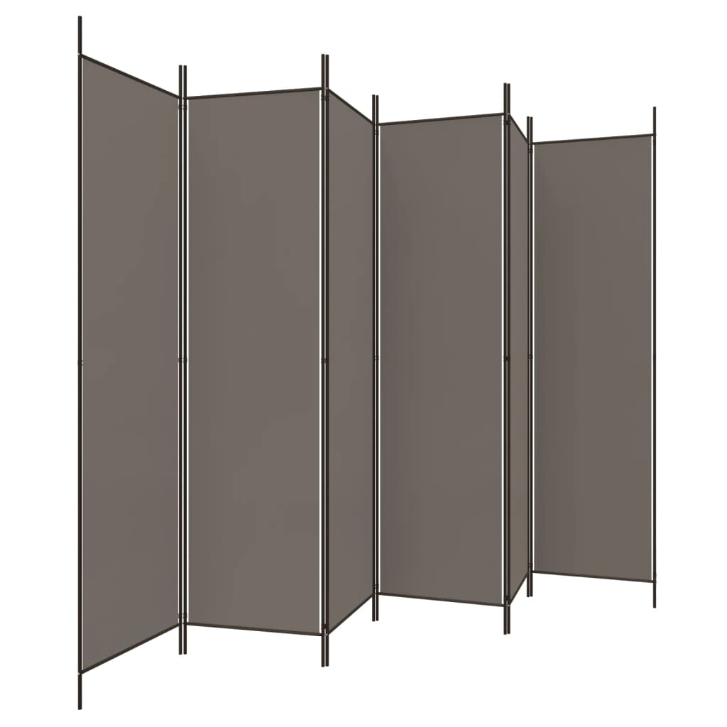 Anthracite Fabric 6-Panel Room Divider, 300x200 cm
