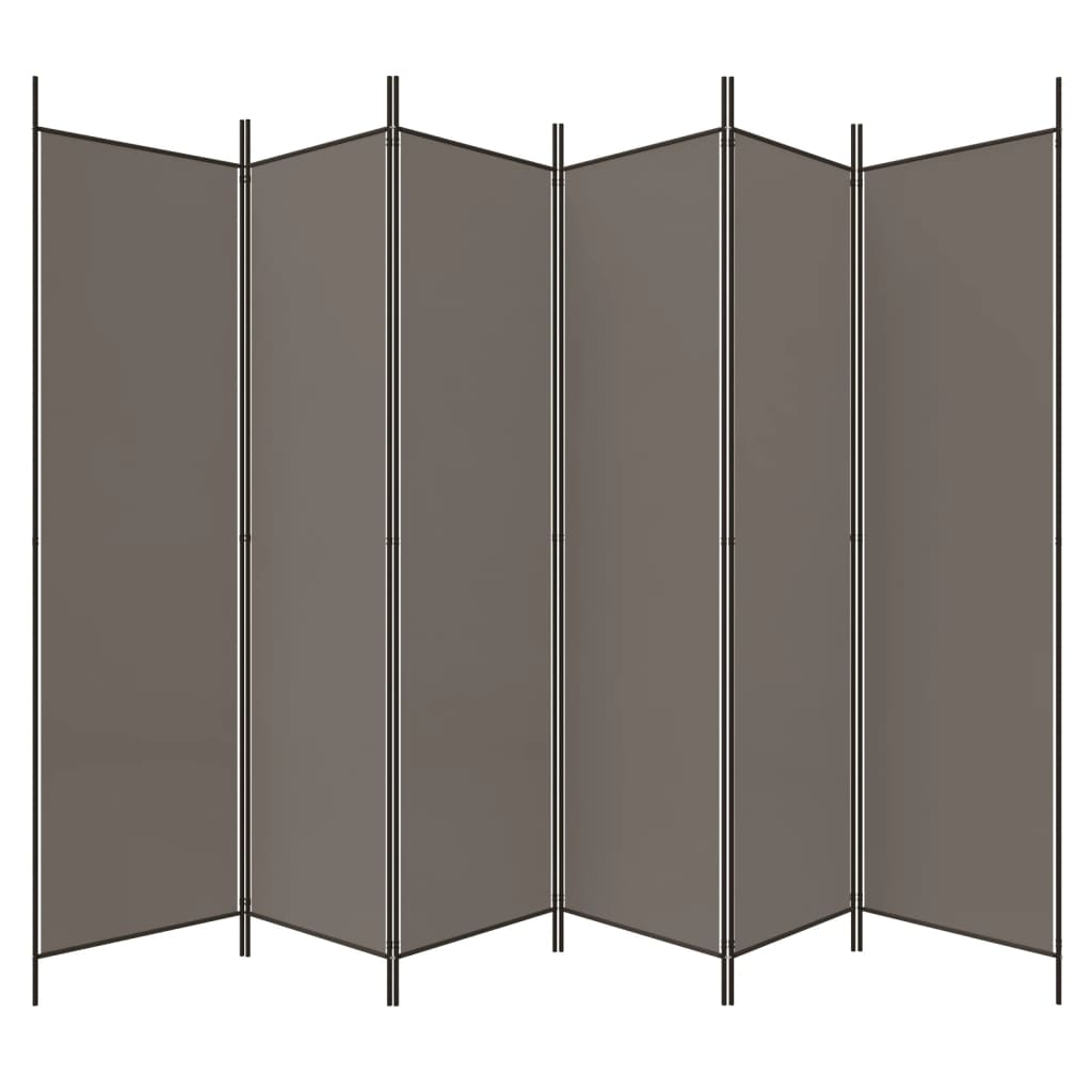 Anthracite Fabric 6-Panel Room Divider, 300x200 cm