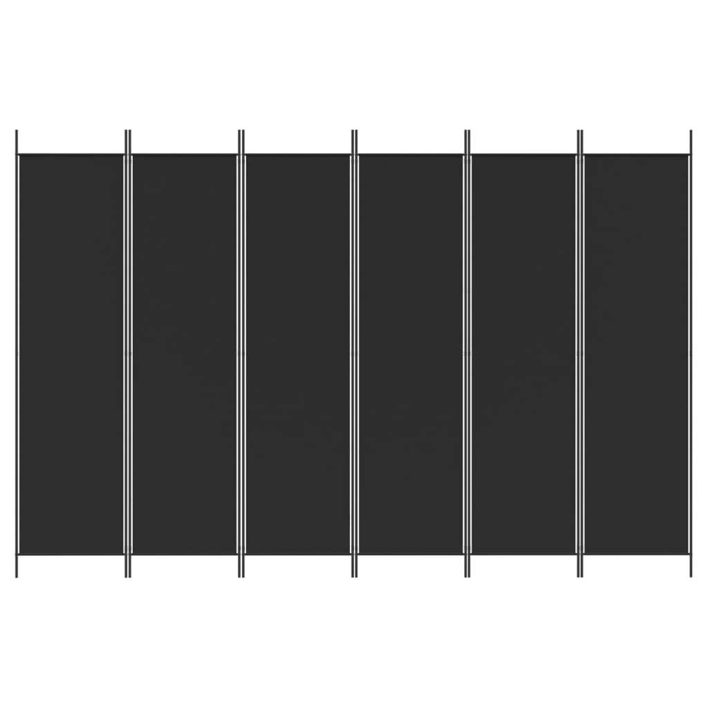 Black Fabric 6-Panel Room Divider, 300x200 cm - Stylish Privacy Solution