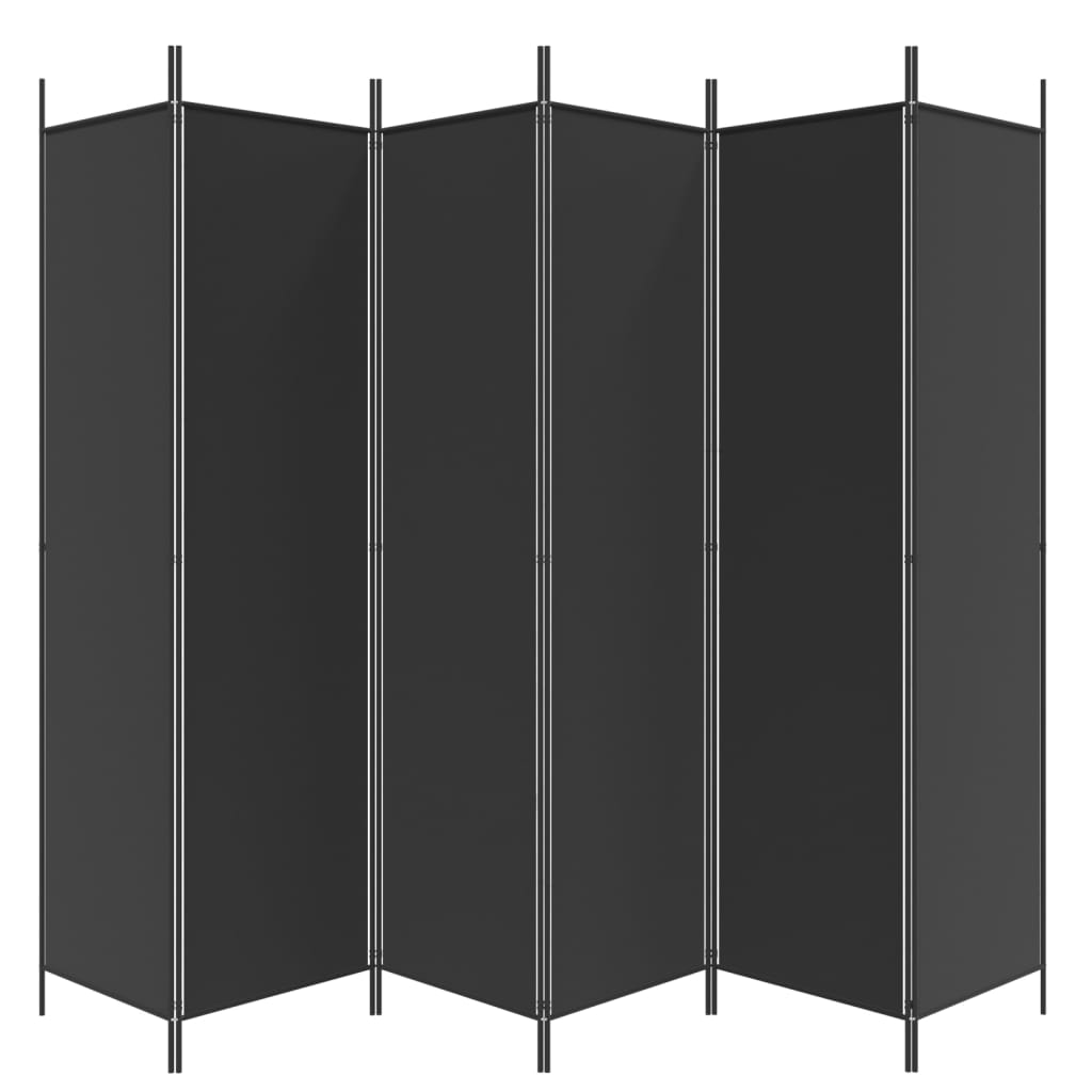 Black Fabric 6-Panel Room Divider, 300x200 cm - Stylish Privacy Solution