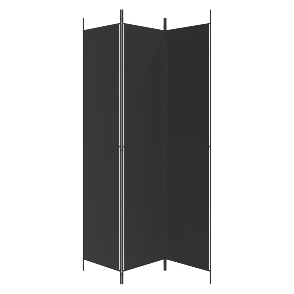 Black Fabric 3-Panel Room Divider - 150x220 cm