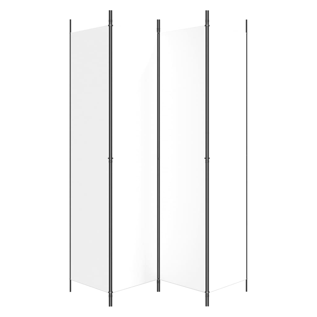 White 4-Panel Fabric Room Divider, 200x220 cm