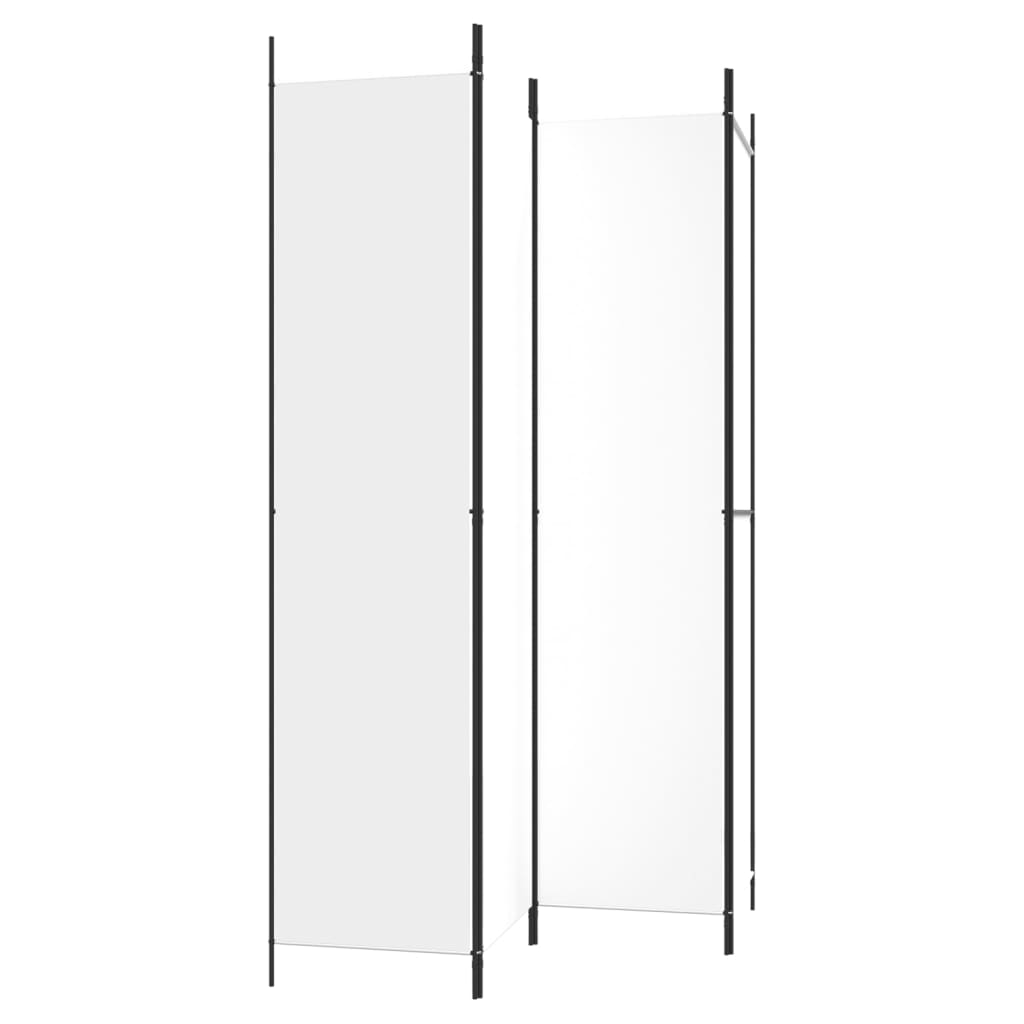 White 4-Panel Fabric Room Divider, 200x220 cm
