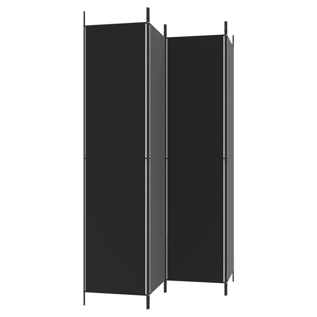 Elegant Black Fabric 4-Panel Room Divider - 200x220 cm