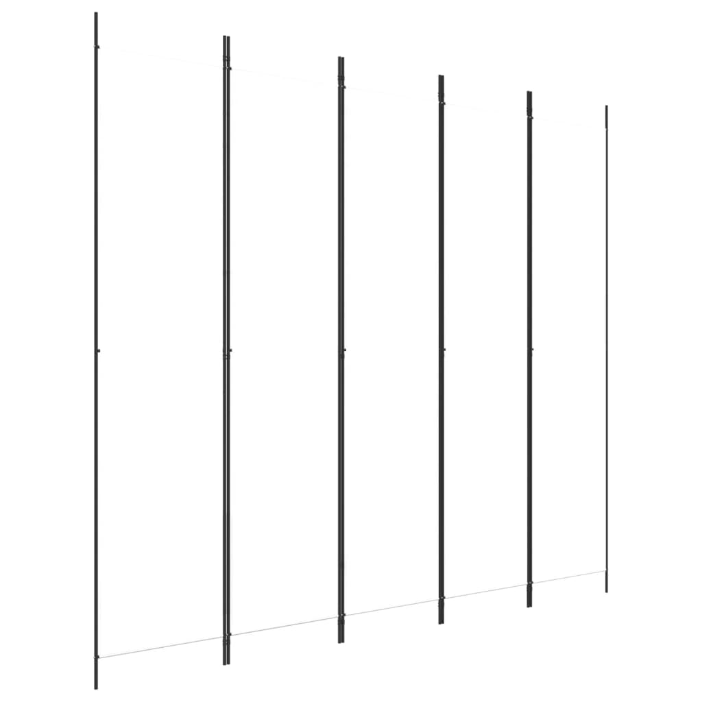 White 5-Panel Fabric Room Divider, 250x220 cm