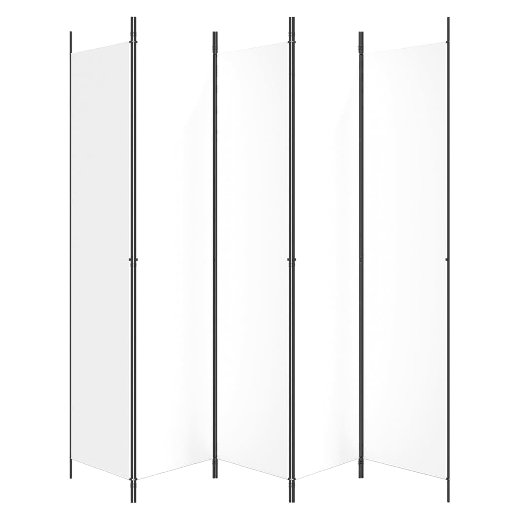 White 5-Panel Fabric Room Divider, 250x220 cm