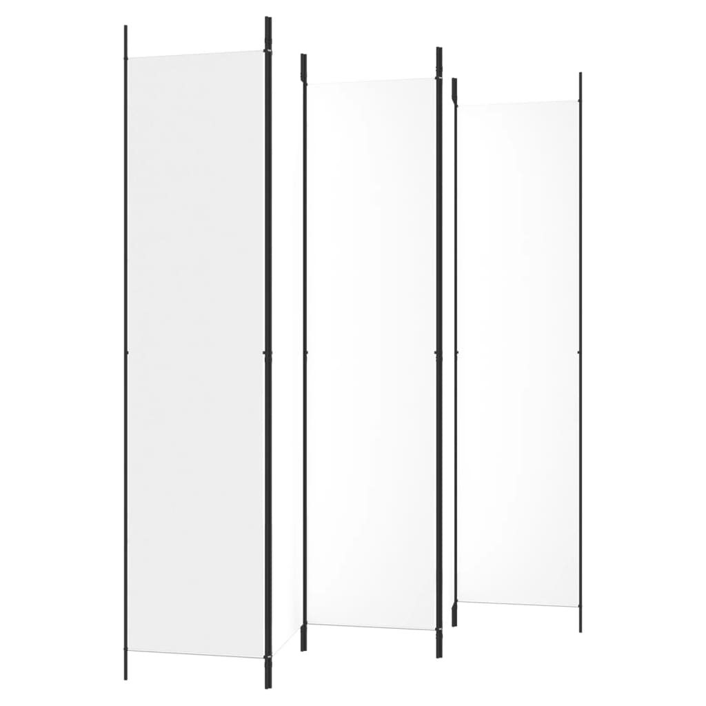 White 5-Panel Fabric Room Divider, 250x220 cm