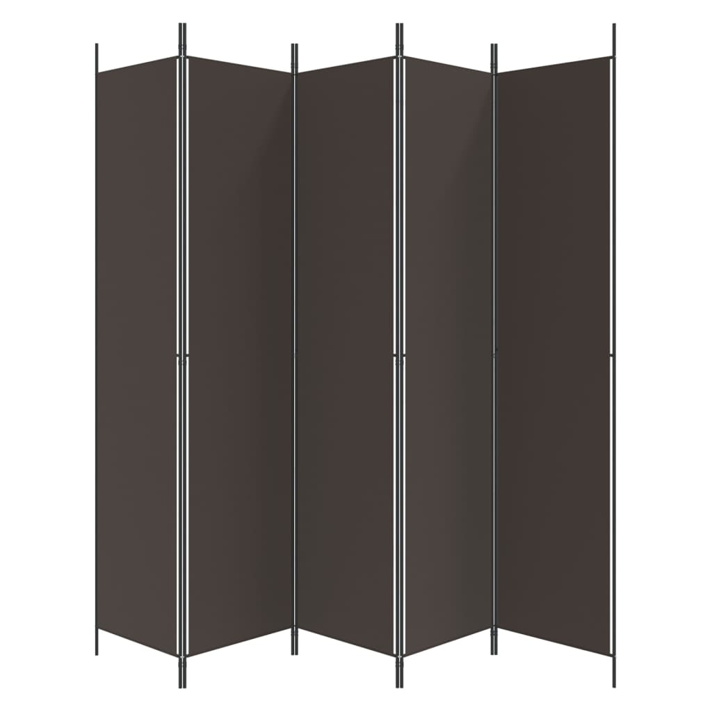 Stylish Brown Fabric 5-Panel Room Divider, 250x220 cm