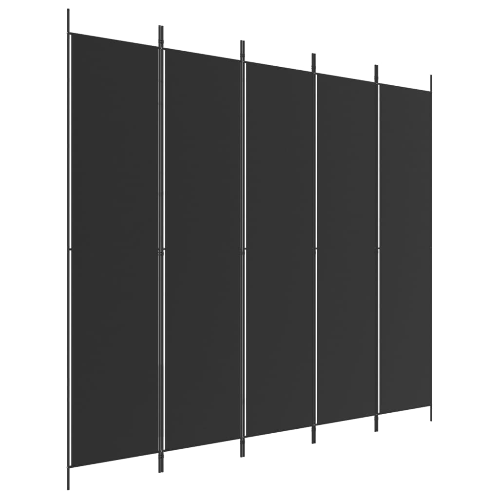 Elegant Black Fabric 5-Panel Room Divider - 250x220 cm