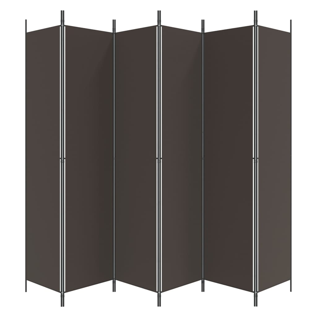 Versatile Brown Fabric 6-Panel Room Divider, 300x220 cm