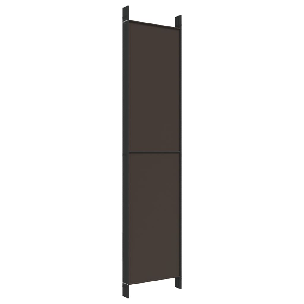 Versatile Brown Fabric 6-Panel Room Divider, 300x220 cm