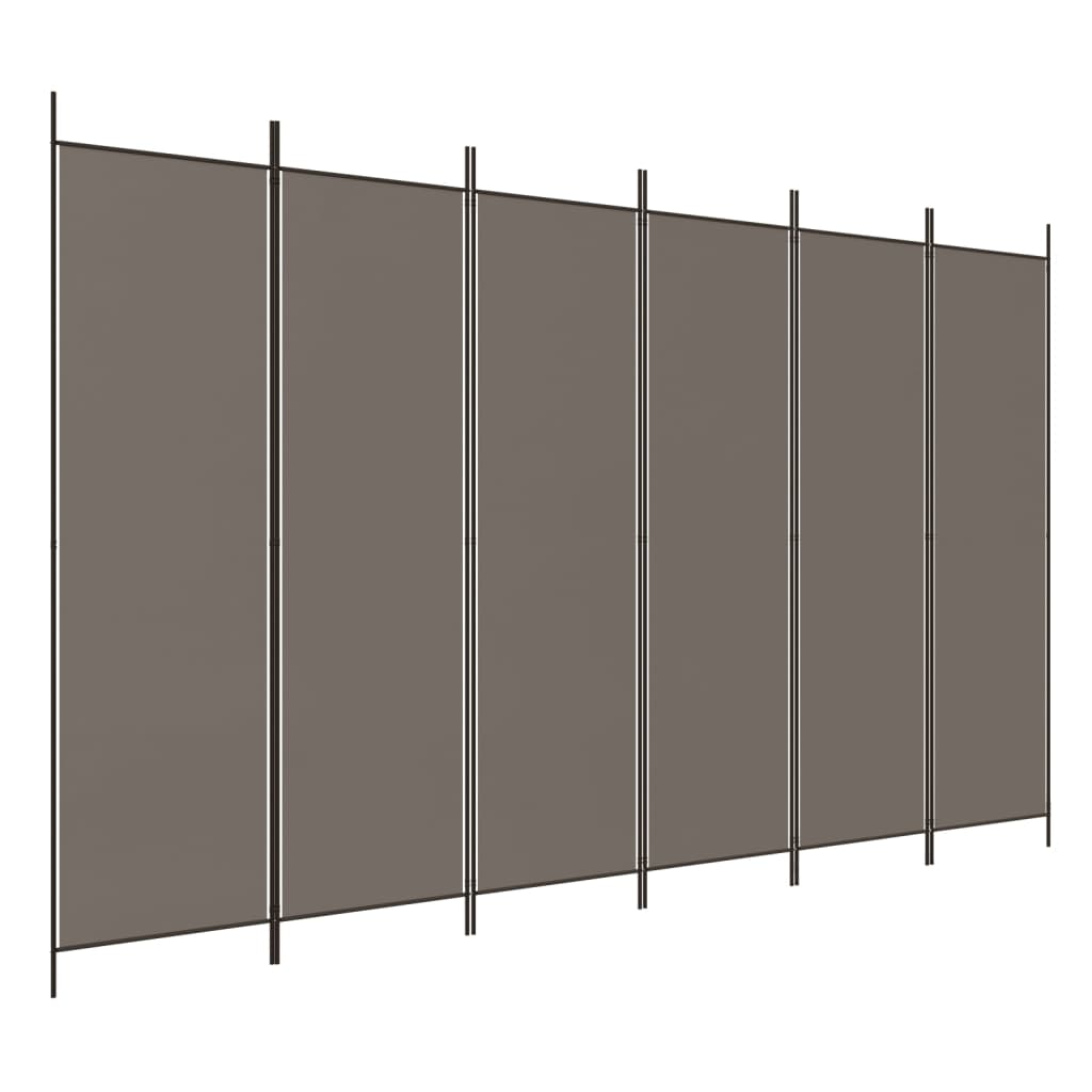 Anthracite Fabric 6-Panel Room Divider, 300x220 cm