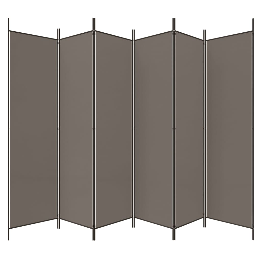 Anthracite Fabric 6-Panel Room Divider, 300x220 cm