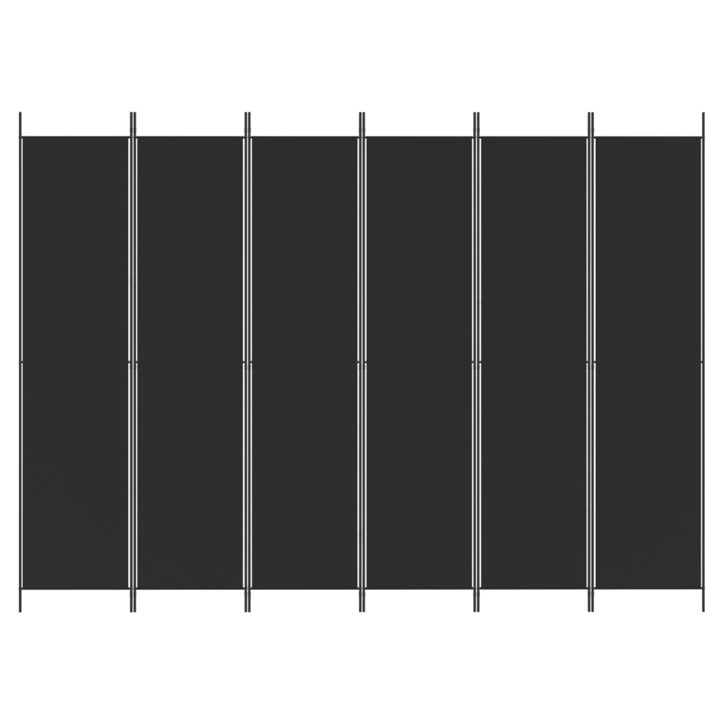 Elegant Black Fabric 6-Panel Room Divider, 300x220 cm