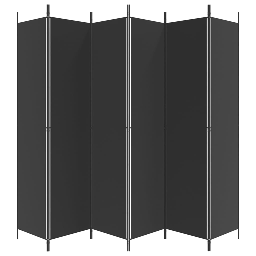 Elegant Black Fabric 6-Panel Room Divider, 300x220 cm