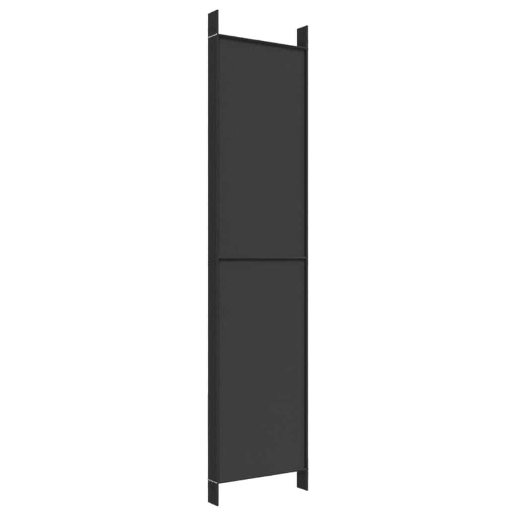 Elegant Black Fabric 6-Panel Room Divider, 300x220 cm