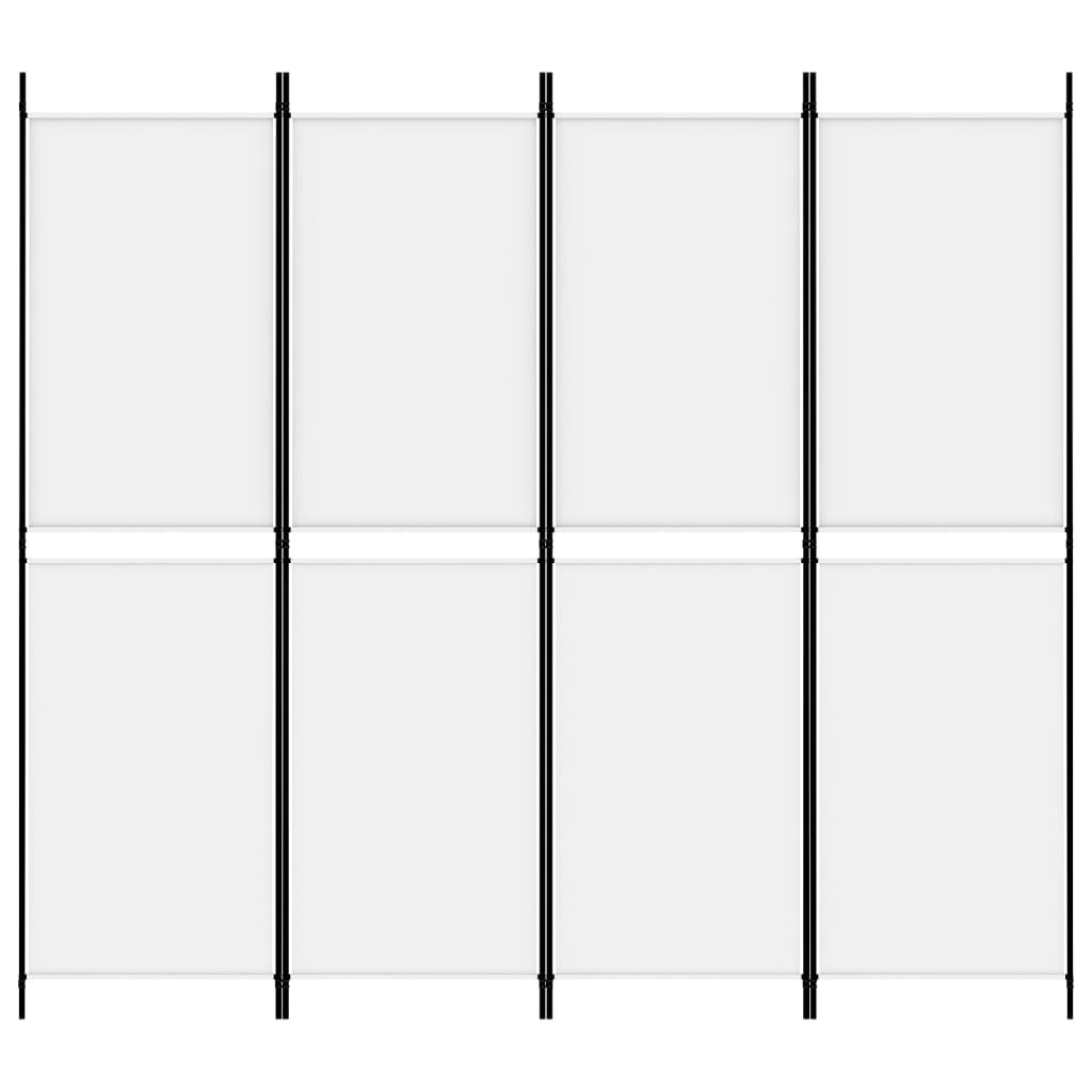 White Fabric 4-Panel Room Divider, 200x180 cm - Elegant Privacy Screen