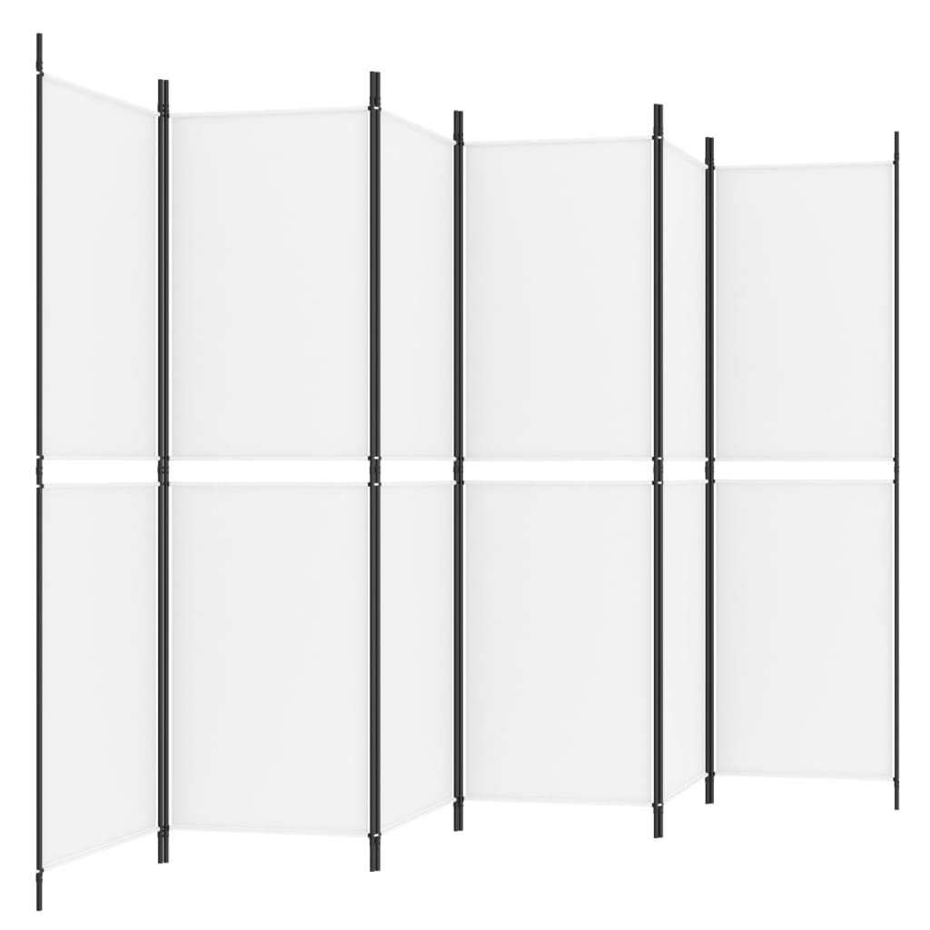 White Fabric 6-Panel Room Divider | 300x180 cm Privacy Screen