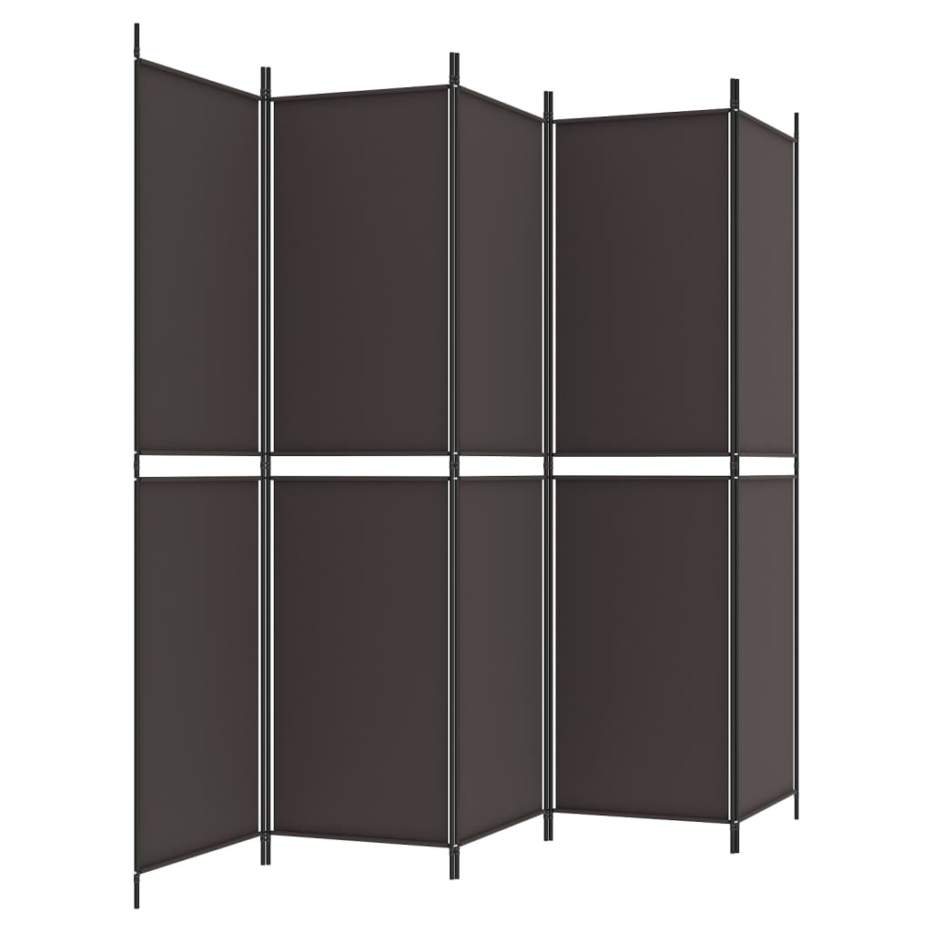Brown Fabric 5-Panel Room Divider - 250x200 cm Elegant Partition