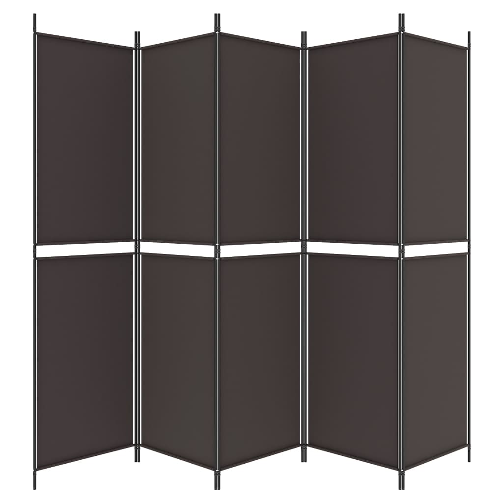 Brown Fabric 5-Panel Room Divider - 250x200 cm Elegant Partition