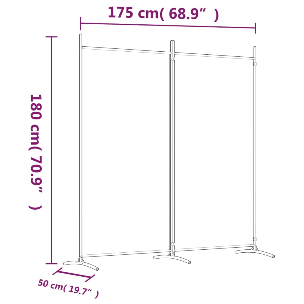 White 2-Panel Fabric Room Divider 175x180 cm - Elegant & Versatile