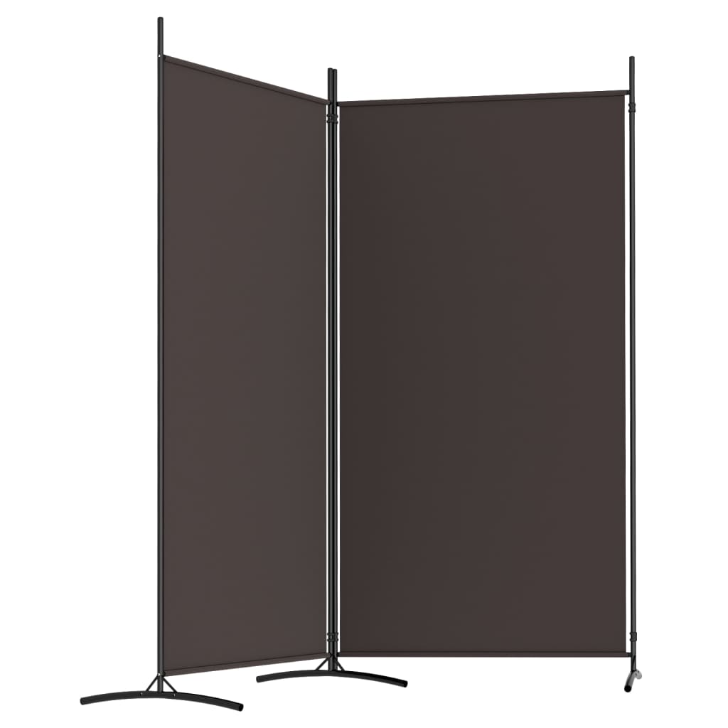 2-Panel Brown Fabric Room Divider, 175x180 cm