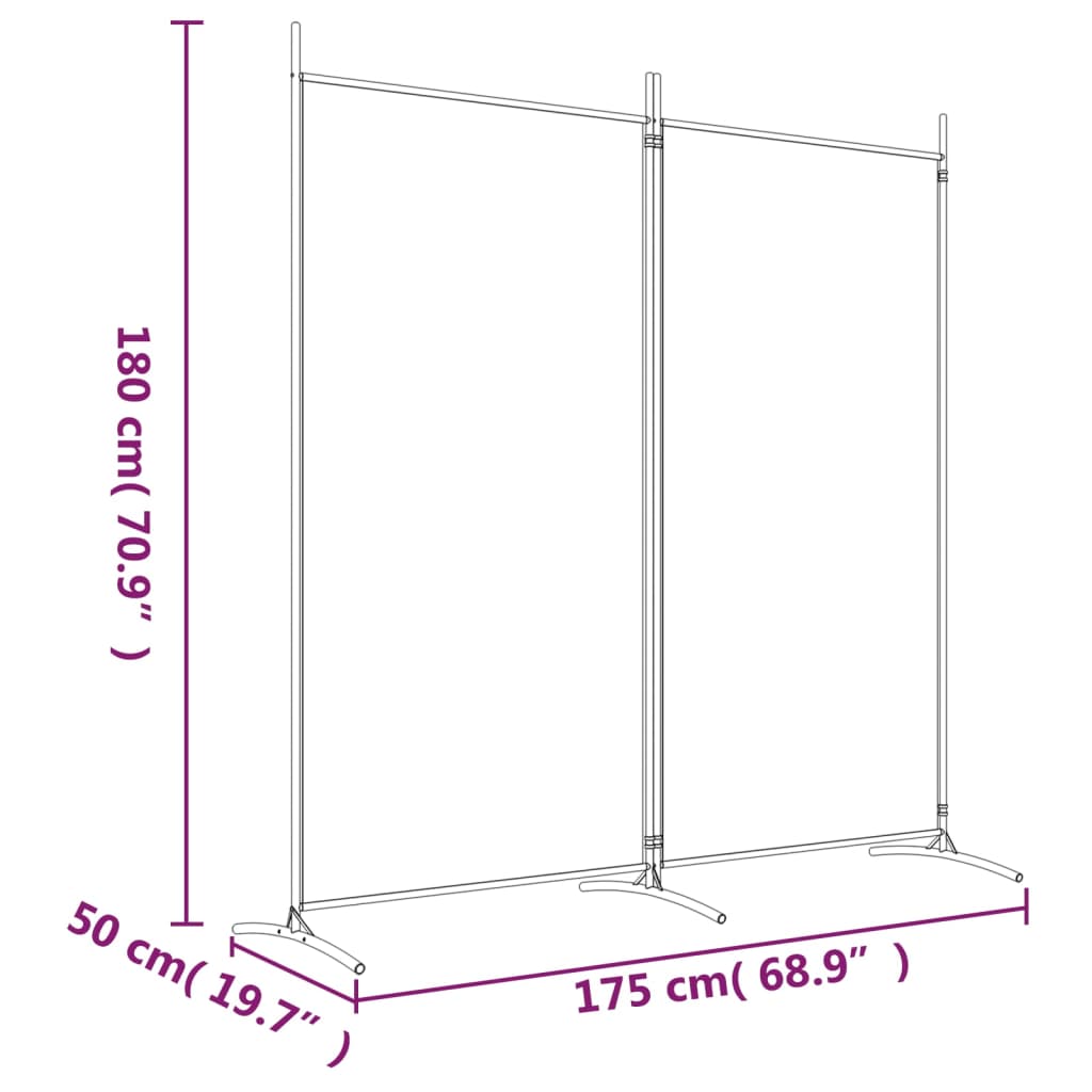 Anthracite Fabric 2-Panel Room Divider, 175x180 cm