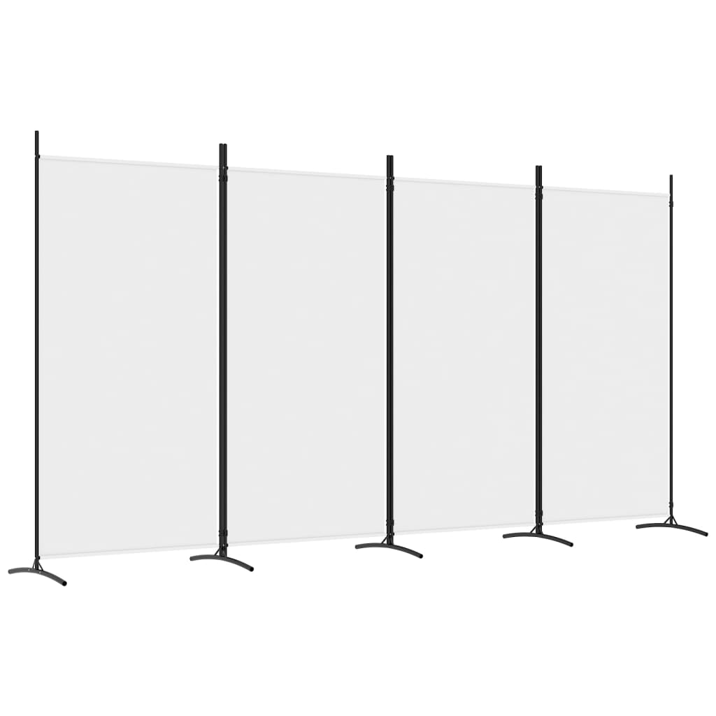 White Fabric 4-Panel Room Divider - 346x180 cm Privacy Screen