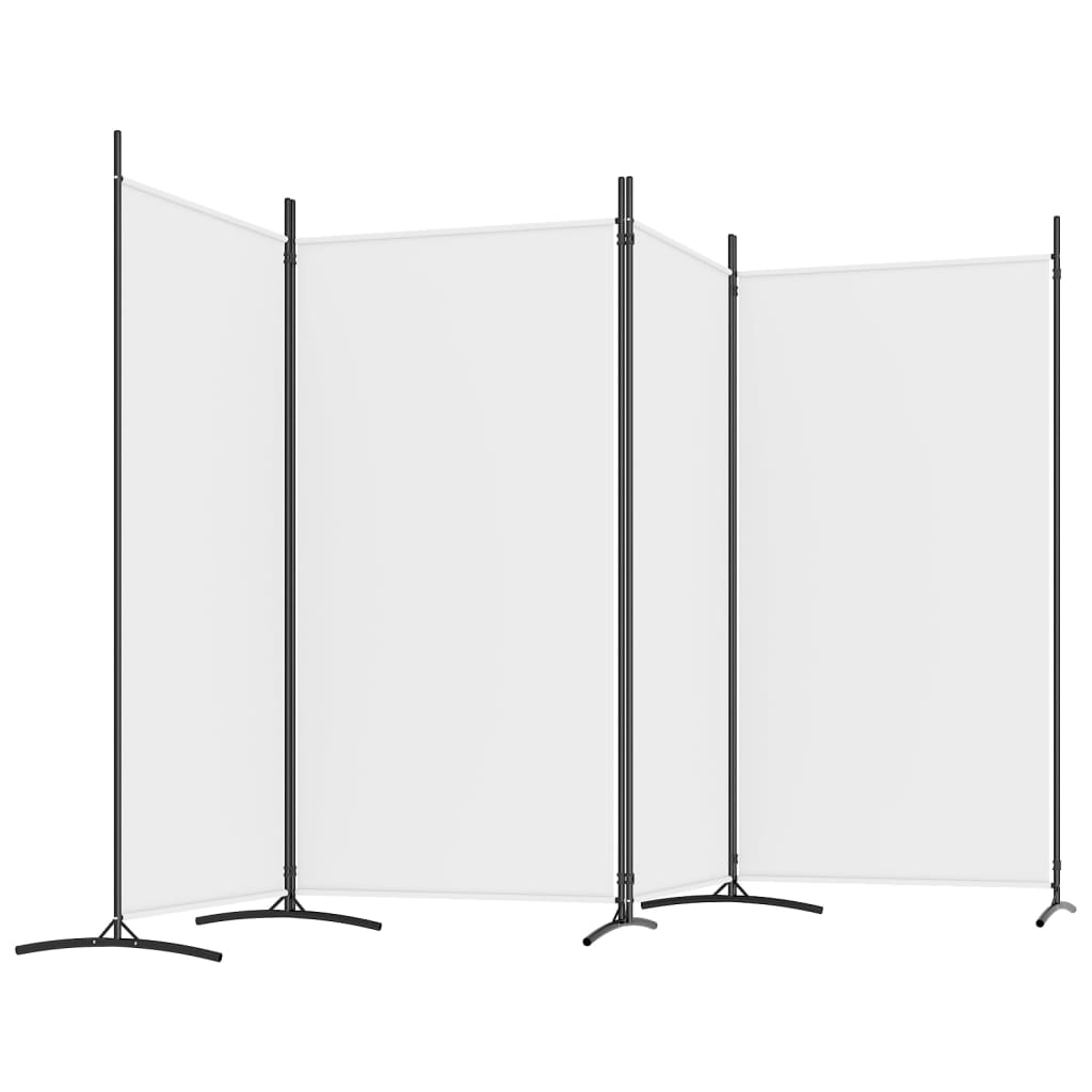 White Fabric 4-Panel Room Divider - 346x180 cm Privacy Screen