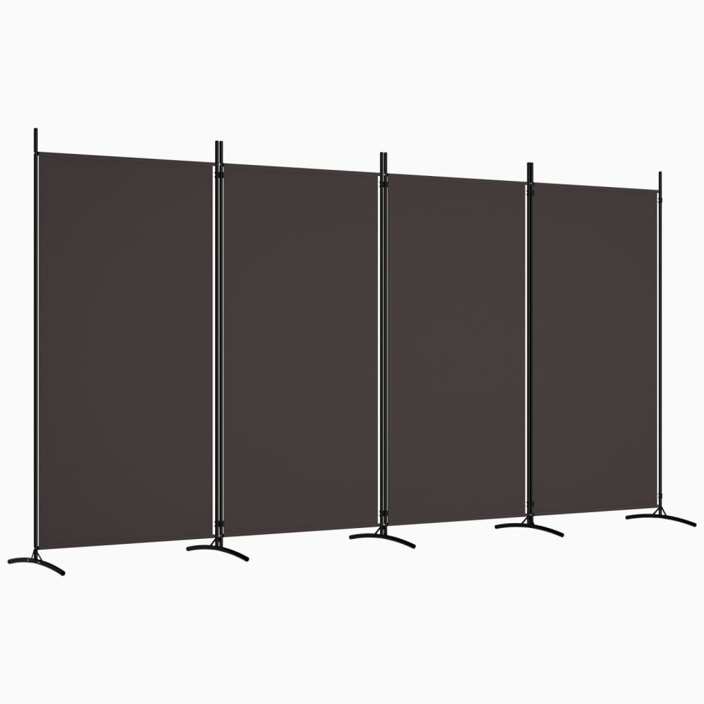 Brown Fabric 4-Panel Room Divider | 346x180 cm | Stylish Privacy Screen