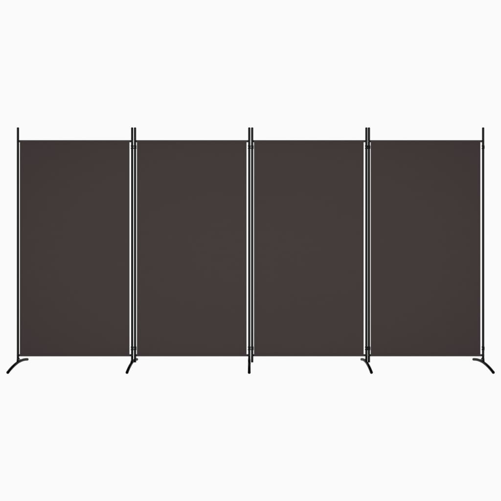Brown Fabric 4-Panel Room Divider | 346x180 cm | Stylish Privacy Screen