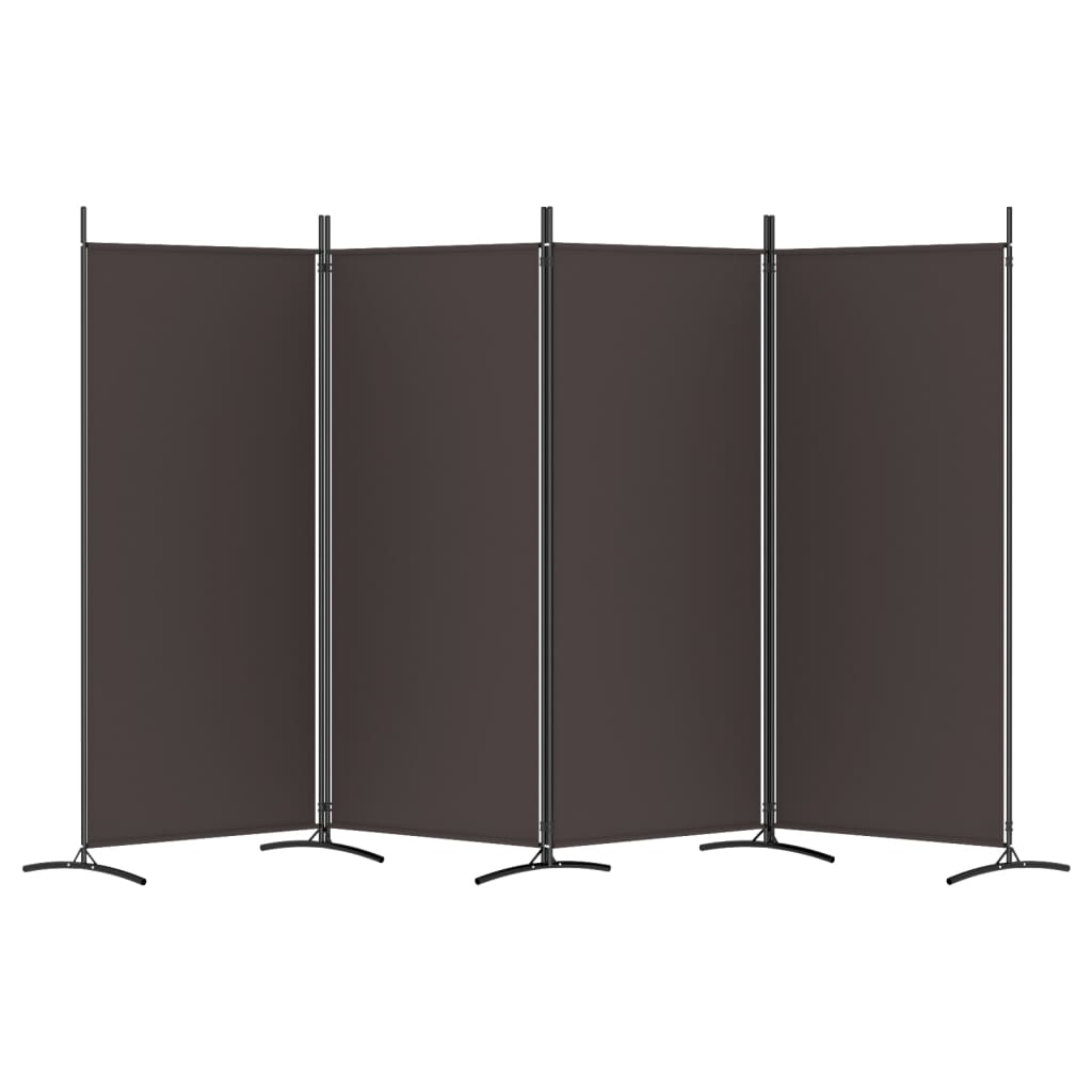 Brown Fabric 4-Panel Room Divider | 346x180 cm | Stylish Privacy Screen