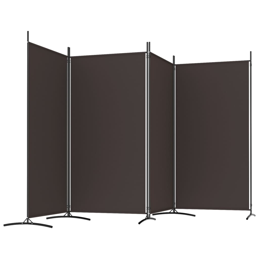 Brown Fabric 4-Panel Room Divider | 346x180 cm | Stylish Privacy Screen