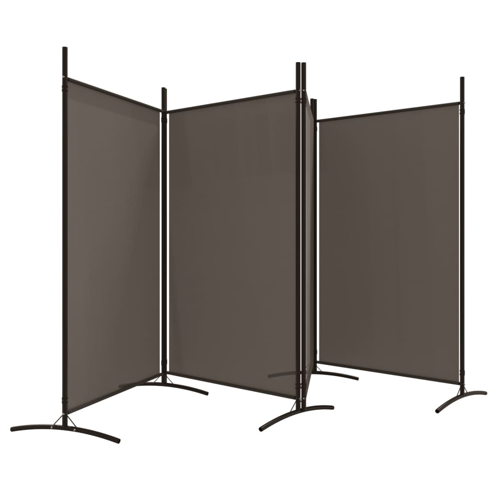 Anthracite 4-Panel Room Divider - Fabric, 346x180 cm